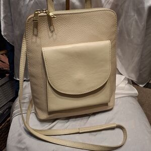 Divina Firenze Cream Leather Backpack Crossbody Convertible Bag